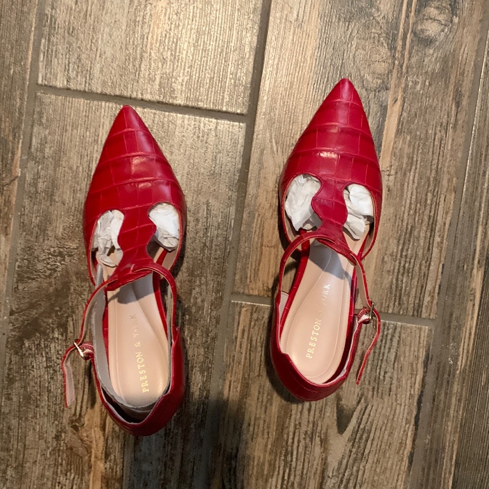 NWT Preston & York Red High Heel Shoes Size 7